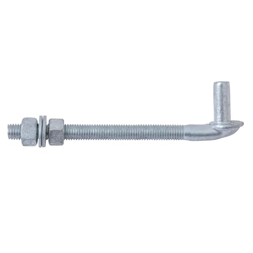 VIVIDA 8 Inch J Bolt Gate Hinge, Heavy Duty 5/8" Gate Hinge Bolt, 1-Pack | Galvanized Gate Bolt Post Hinge, Chain Link Fence Gate Hardware, Nuts & Washers Included - size: 8" (1 PCS)