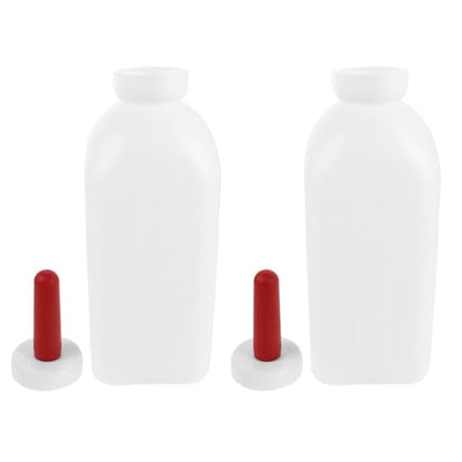 NUOBESTY 4 Pack 2L Livestock Milk Feeding Bottles with Extra Replacement Rubber Nipples, 67.6oz Large Goat Lamb Calf Bottle with Handle, Farm Animal Milk Feeder for Puppy Sheep Cattle