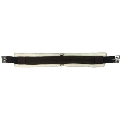 Intrepid International English Girth with Fleece - Breathable Lightweight Horse Girth for English Saddle, Double Elastic Easy Attachment, Brown with White Fleece