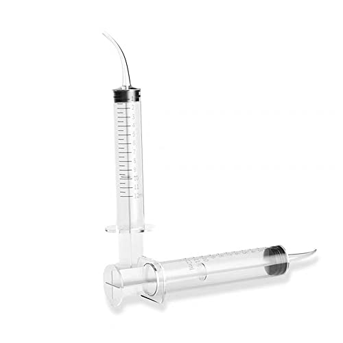 10 Pack Dental Syringes with Curved Tip Disposable Gradient Dental Irrigation Syringes for Oral Dental Care Tonsil Stone Removal Laboratory Feeding Small Pets Curved Measurable (12ml, transparent, 10)