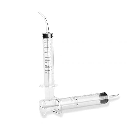10 Pack Dental Syringes with Curved Tip Disposable Gradient Dental Irrigation Syringes for Oral Dental Care Tonsil Stone Removal Laboratory Feeding Small Pets Curved Measurable (12ml, transparent, 10)