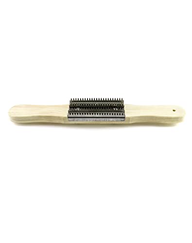 QWORK Buffing Wheel Rake, 15" Polishing Rake with Wooden Handle and Stainless Steel Head for Removing Residual Compounds and Metal