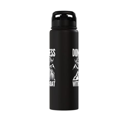 Don´t Mess With My Goat Cute Coat Pygmy Goat Farmer Stainless Steel Insulated Water Bottle - color: Black