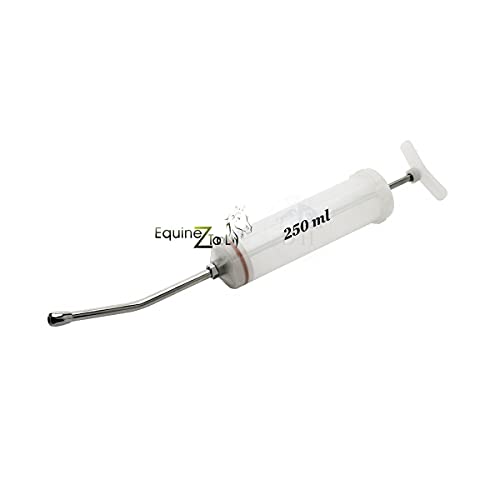 250mL Plastic Dose Syringe with Stainless Steel Nozzle – Large Capacity Equine Drenching Syringe for Horses, Livestock, and Veterinary Use – Durable Dental Dosing Tool for Oral Medications and Supplements
