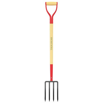 Pitch Fork Pitchfork,4-Tine 45Inch Wood Y-Grip Garden Spading Fork | Heavy duty steel fork,wide anti-clog tines,hardwood Y grip for clay soil, compost, mulch and vegetable gardening.