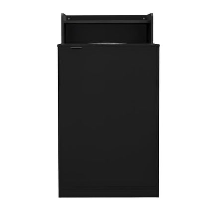 Flash Furniture Trash Can Enclosure, 32 Gallon, Black | 8" Drop Hole, Tray Shelf, Swing Door, Commercial Grade - color: Black