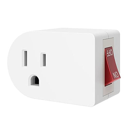 Oviitech 2 Pack Grounded Outlet Wall Tap Adapter with On/Off Power Switch，Single Outlet with Switch in White - size: 2 Pack