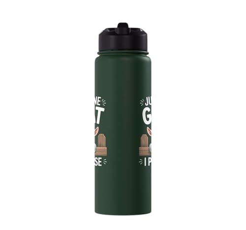 Just One Goat I Promise Cute Coat Pygmy Goat Farmer Stainless Steel Insulated Water Bottle - color: Dark Green