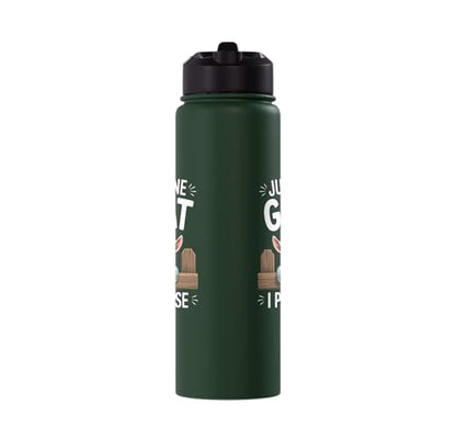 Just One Goat I Promise Cute Coat Pygmy Goat Farmer Stainless Steel Insulated Water Bottle - color: Dark Green