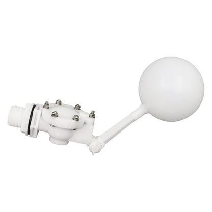 1" Detachable Floating Float Valve,White Plastic Large Water Discharge Water Float Valve with Adjustable Arm for Water Level Control for Water Tank Pond, Livestock Waterer (1") - size: 1 Inch