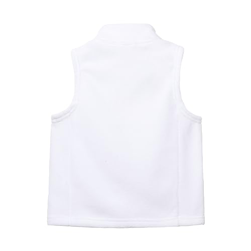 Mud Kingdom Boys Girls Polar Fleece Vest Jacket Ligntweight Plain Vest Full Zipper Sleeveless - color: White, size: 10