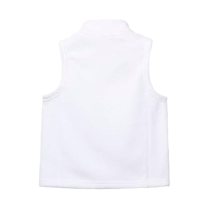 Mud Kingdom Boys Girls Polar Fleece Vest Jacket Ligntweight Plain Vest Full Zipper Sleeveless - color: White, size: 7-8