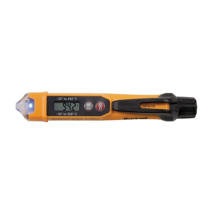 Klein Tools NCVT-4IR Non-Contact Voltage Tester, 12-1000V AC Pen with IR Thermometer -22 to 482-Degree Fahrenheit, LED and Audible Alarms, Pocket Clip - style: with Infrared Thermometer