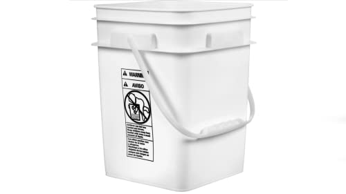 House Naturals 4 Gallon Square Food Grade Plastic Bucket with Lid, Made in USA (Pack of 2) BPA Free (White) - color: White