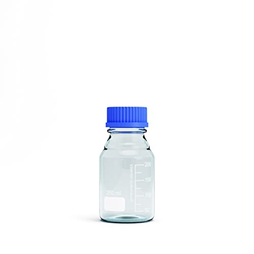 250ML Storage Glass Bottles – 2pcs Round Media Storage Bottle – Borosilicate Glass Bottles – Safe Probe Storage Glass Storage Bottles with GL45 Blue Screw Cap (250ml - 2pcs) - size: 250ml - 2pcs