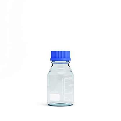 250ML Storage Glass Bottles – 2pcs Round Media Storage Bottle – Borosilicate Glass Bottles – Safe Probe Storage Glass Storage Bottles with GL45 Blue Screw Cap (250ml - 2pcs) - size: 250ml - 2pcs