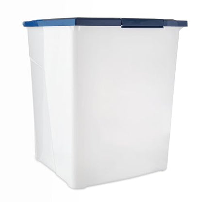 Pet Food Storage Container, Clear and White, 50 lb Capacity, BPA-Free Plastic, Airtight Seal, Flip-Top Lid, Rectangular, 15x12.5x24 Inches (50 lbs)