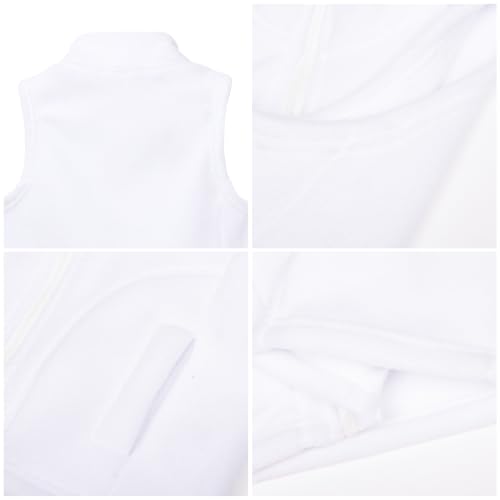 Mud Kingdom Boys Girls Polar Fleece Vest Jacket Ligntweight Plain Vest Full Zipper Sleeveless - color: White, size: 10