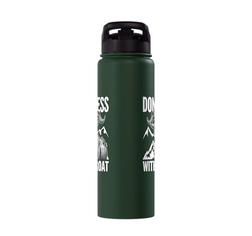 Don´t Mess With My Goat Cute Coat Pygmy Goat Farmer Stainless Steel Insulated Water Bottle - color: Dark Green