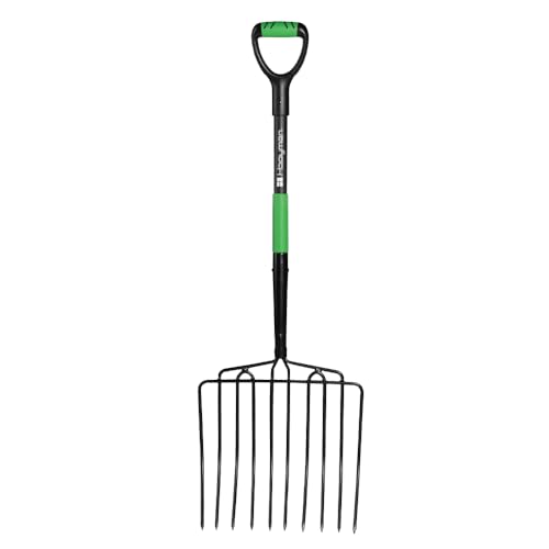 Hooyman 4-Tine & 5-Tine Pitch Forks, Ensilage Fork - Heavy Duty Construction, Ergonomic No-Slip H-Grip Handles, Fiberglass Cores for Gardening, Yardwork, Farming & Outdoors