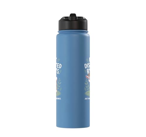 Easily Distracted by Goats Cute Coat Pygmy Goat Farmer Stainless Steel Insulated Water Bottle - color: Light Blue