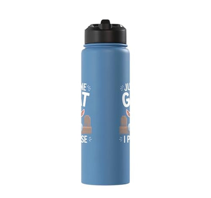 Just One Goat I Promise Cute Coat Pygmy Goat Farmer Stainless Steel Insulated Water Bottle - color: Light Blue