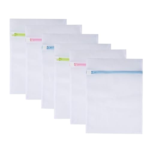 Mesh Laundry Bags 6pcs 16*12 Inch Laundry Wash Bag Colorful Zipper (Medium) - color: Blue, Green, Pink, size: Medium