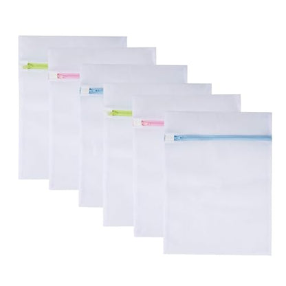 Mesh Laundry Bags 6pcs 16*12 Inch Laundry Wash Bag Colorful Zipper (Medium) - color: Blue, Green, Pink, size: Medium