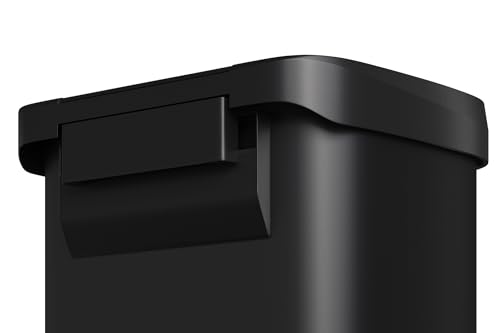 Garvee 13 gal / 50 L Metal Trash Can with Lid, Large Garbage Can for Kitchen, Rustproof Step-on Kitchen Metal Trash Bin with Liner Rim, Rear Handle, Soft Close Plastic Lid, Black - color: Black, size: 13.2 Gallons