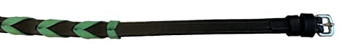 Leather Equestrian Horse Neck Strap - color: Black and Teal, size: 50"