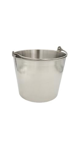 Premium Stainless Steel Pail, Vet/Milk Bucket, Made in USA, Completely Seamless & Thick, 9-20 Qt Sizes (13 Qt Heavy Duty)