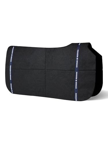 Harrison Howard Western Saddle Pad Liner, Thin Wool Felt Under Pad with Spine Cutout, Shock Absorbing Sweat Barrier - color: Black, size: 32"Lx32"W-5mm Thick