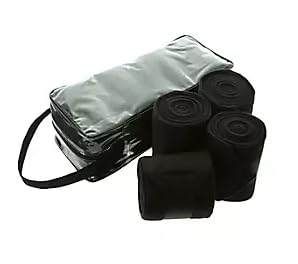 Fleece Polo Leg Wraps for Horses - Premium Thickness and Quality Including Storage Bag - color: Black