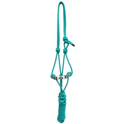 Majestic Ally Padded Beaded Nose Braided Rope Halter with 10' Matching Lead - Full (Turquoise) - color: Turquoise