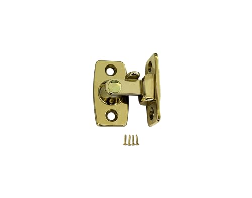 QCAA Heavy Forged Solid Brass Door Latch, 90 Degree Right Angle Door Latch Buckle for Doors & Windows, Small, 1.75", Polished Brass Lacquered, 1 Pack, Made in Taiwan - color: Polished Brass Lacquered-1.75", size: 1 Pack