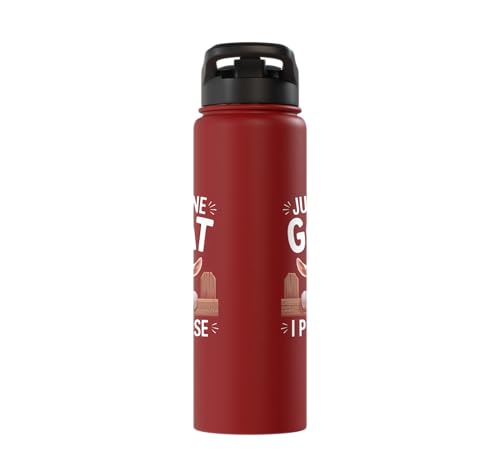 Just One Goat I Promise Cute Coat Pygmy Goat Farmer Stainless Steel Insulated Water Bottle - color: Red