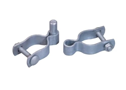 Plutreas 2 Pack Chain Link Fence Gate Hinge Kit, Galvanized Steel Gate Hinges with Female & Male Gate Hinges, Bolts & Nuts Included (1-3/8" x 1-3/8", 2 Pack) - color: 1-3/8" x 1-3/8"