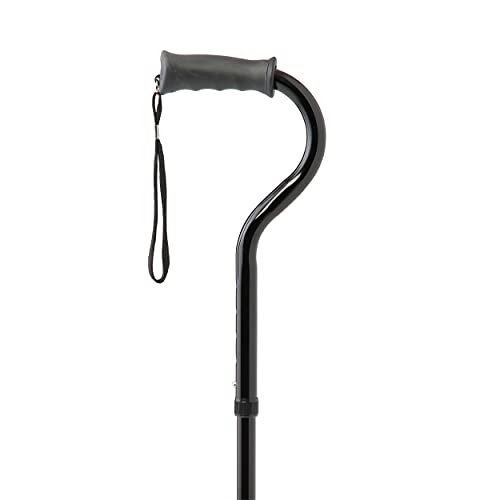 Medline Offset Folding Cane, 4-Point Base with Cushioned Gel Handle, Supports up to 350 lbs, Black - color: black