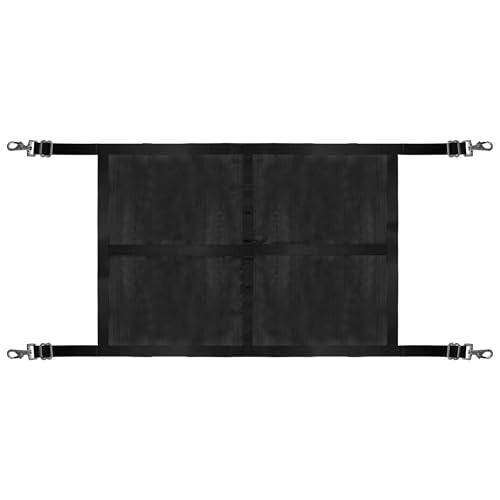 Stall Guard for Horse, 27"x19" Adjustable Nylon Horses Stall Guard with Straps & Snaps | Easy to Install in Stable and Barn - color: BLACK
