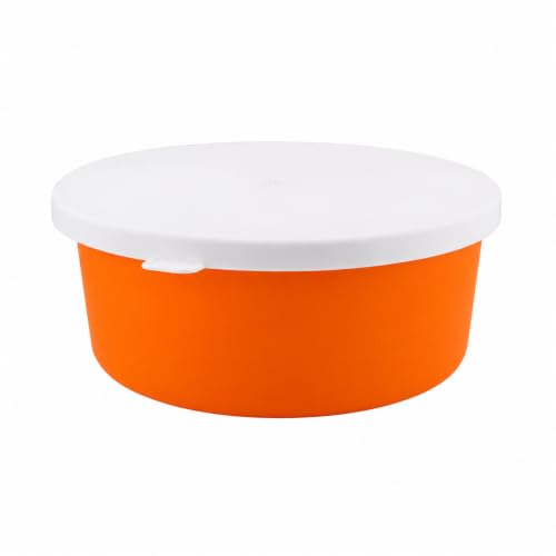 Correct Connect Large 2.9 Gallon Horse Feed Storage Bowl with Snap Lid, Stackable Horse Feed Container for Feed, Treats and Supplements, BPA Free Food Safe Bucket (Orange) - color: Orange