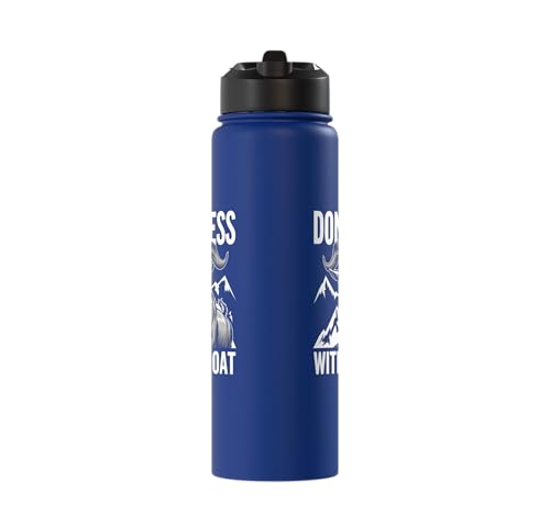 Don´t Mess With My Goat Cute Coat Pygmy Goat Farmer Stainless Steel Insulated Water Bottle - color: Royal Blue