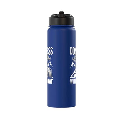Don´t Mess With My Goat Cute Coat Pygmy Goat Farmer Stainless Steel Insulated Water Bottle - color: Royal Blue