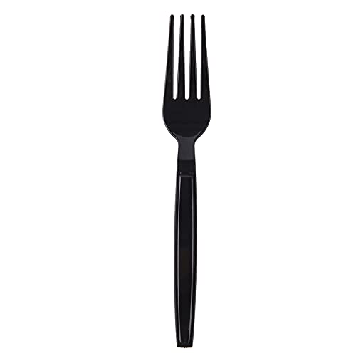 Plastic Fork Disposable Individually Packaged Forks Black 7-Inch Commercial Take Away Forks,Super Hard Mass Heavy Individually Wrapped Fork 100 PCS - size: Forks