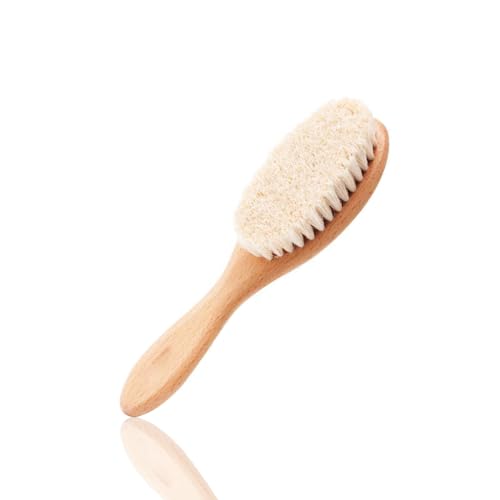 BoAn Wooden Baby Hair Brush,Natural Soft Goat Bristles,Cradle Cap Brush for Newborns & Toddlers,Perfect Scalp Grooming Product for Infant