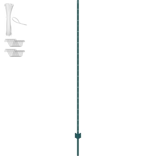 VEVOR Fence Post 7 ft 10 Pack U-Channel Metal Fence Stakes Green - size: 7 Feet 10 Pack