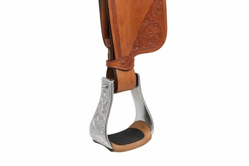 Horse Western Lightweight Aluminum Engraved 5-1/4" Wide Bell Stirrups 51157