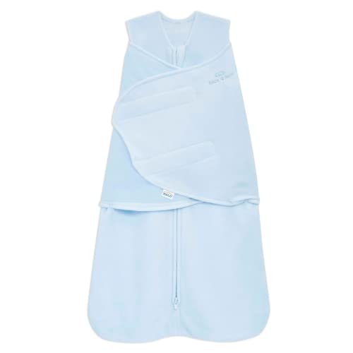 HALO Micro-Fleece Sleepsack Swaddle, 3-Way Adjustable Swaddle Blanket, TOG 3.0, Baby Blue, Preemie - color: Baby Blue, size: Preemie (Pack of 1)