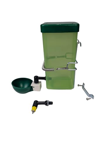 Hen's Choice™ 1L (32 oz) Drinker W/Cup, Nipple, & Wire Bracket for Chicks & Small Animals, Chicken Waterer, Green - color: Green/White, size: 1 Liter