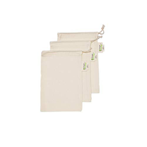 Simple Ecology Reusable Grocery Produce Shopping and Storage Bags, Organic Cotton Muslin, XSmall 3 pack - size: XSmall (6"x9") - 3 Pack
