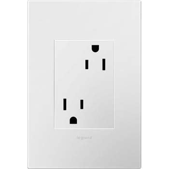 Legrand adorne 15A Plus-Size Tamper-Resistant Outlet With Matching Wall Plate, 4-Pack (White Finish), ARTR153W4WP - color: White, size: 4-Pack With Wall Plate
